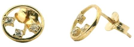 9ct Yellow Gold Open Circle CZ Stud Earrings