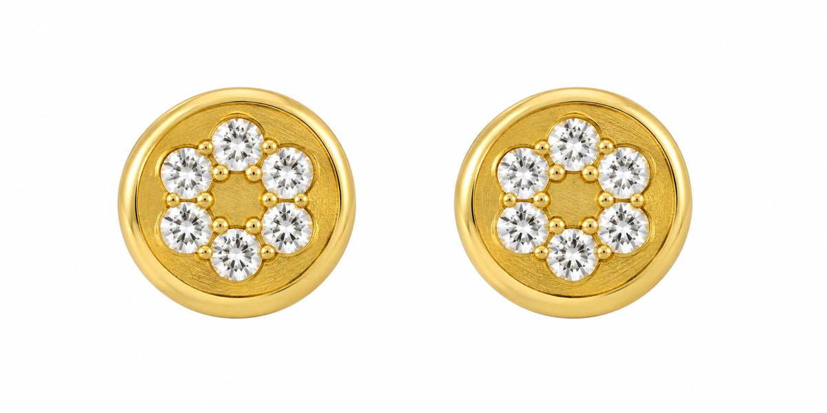 9ct Yellow Gold Cubic Zirconia Circle Stud Earrings