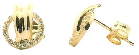 Radiant 9ct Yellow Gold Round CZ Stud Earrings