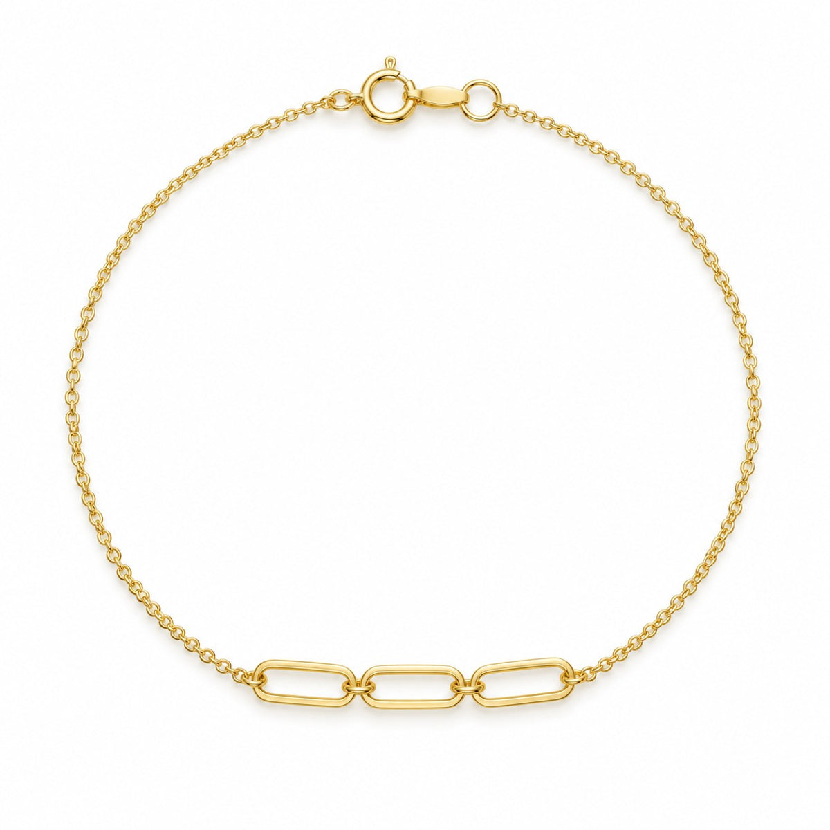 9ct Yellow Gold Double Oval Link Bracelet 7.5'