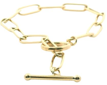 9ct Yellow Gold Paperlink T-Bar Bracelet