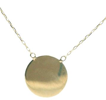 9ct Yellow Gold Disc Pendant Necklace