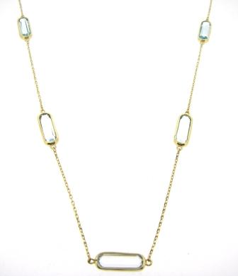 9ct Yellow Gold Five Stone Blue Topaz Necklace