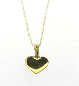 9ct Yellow Gold Heart Disc Pendant 16-18 inches Necklace