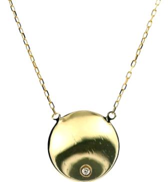 9ct Yellow Gold Cubic Zirconia Disc Necklace