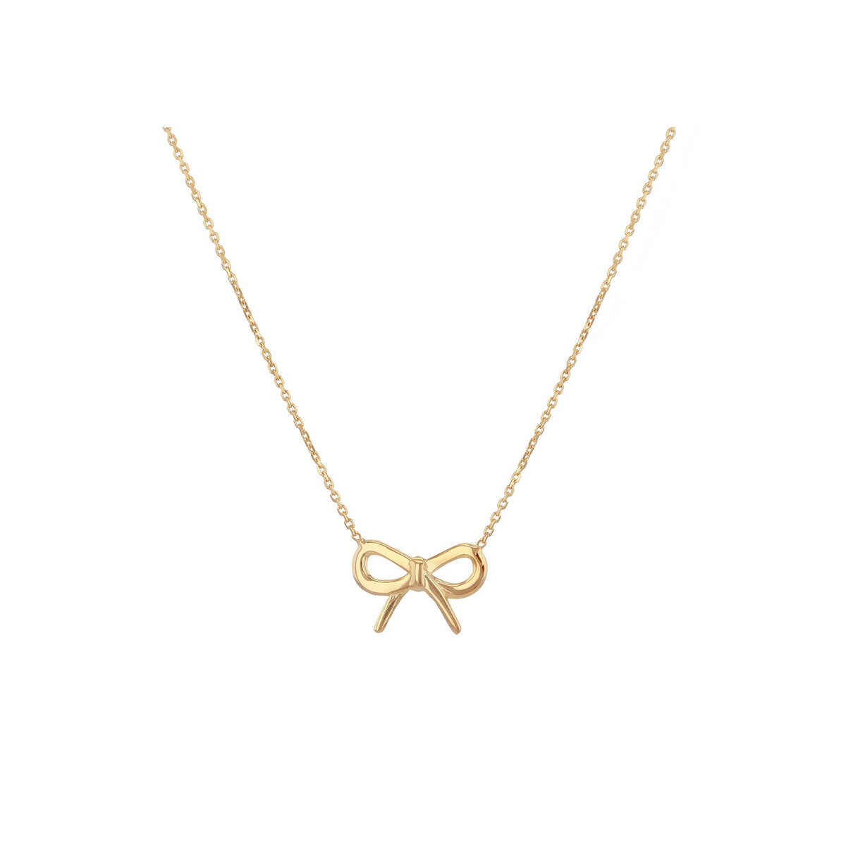 9ct Yellow Gold Bow Necklace 16-17'