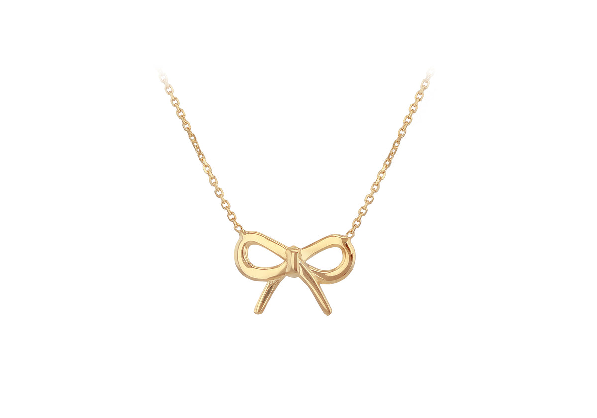 9ct Yellow Gold Bow Necklace 16-17'