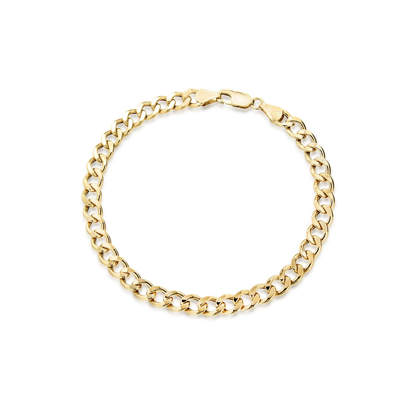 9ct Yellow Gold Hollow Oval Curb Bracelet 8'