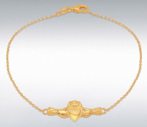 9ct Yellow Gold Claddagh Bracelet