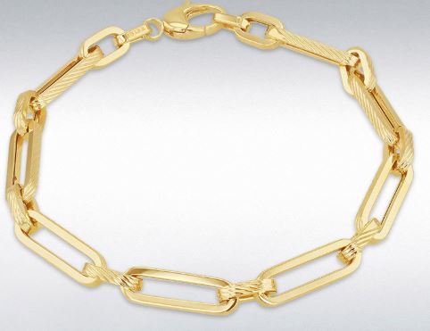 9ct Yellow Gold Diamond Cut Square Figabelcher Bracelet