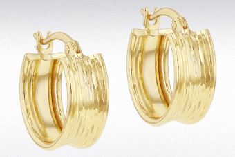 9ct Yellow Gold Oval CZ Rectangle Hoop Earrings