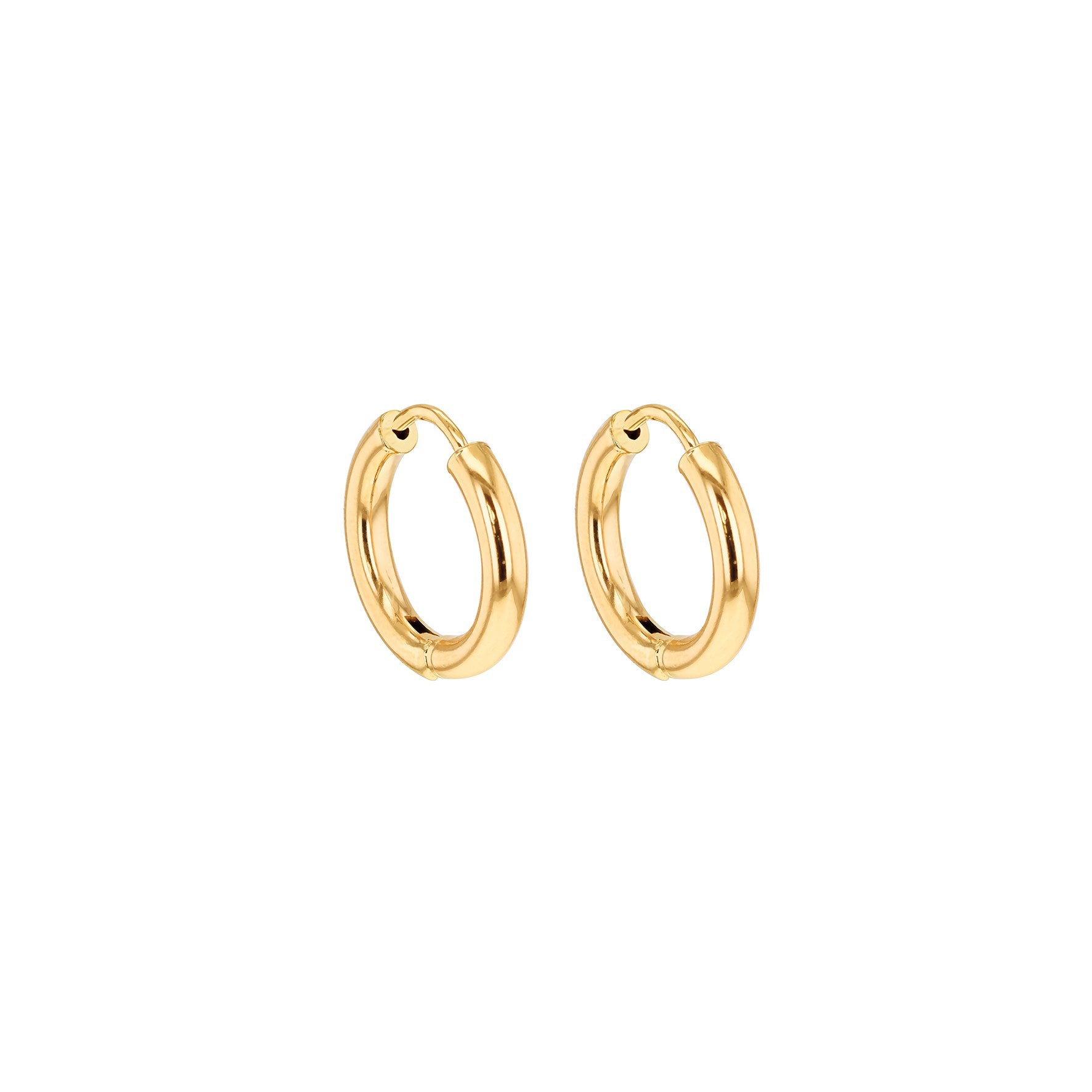 9ct Yellow Gold Tube Hoop Earrings 15mm