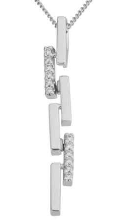9ct White Gold Bar Link Diamond Pendant