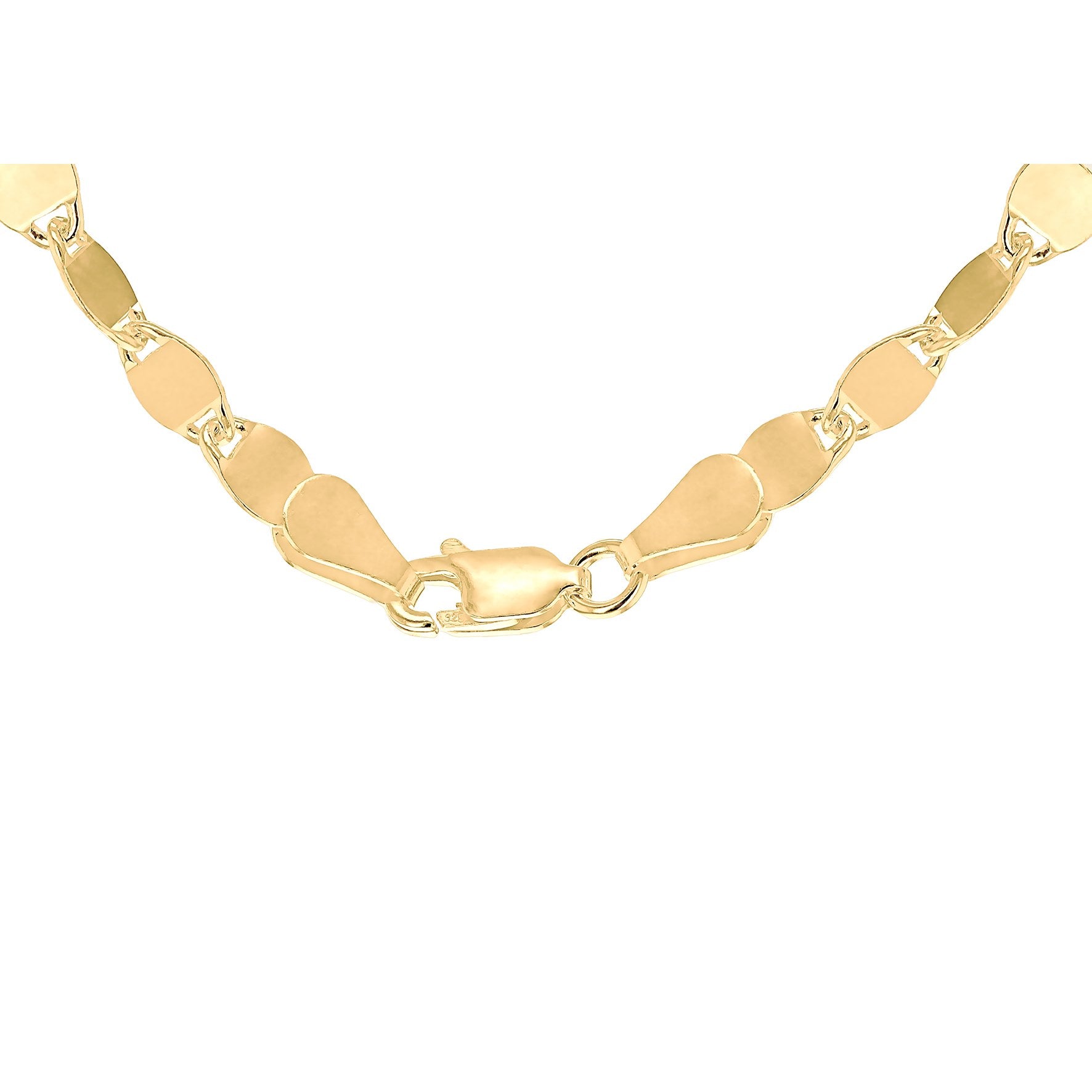 Sterling Silver Yellow Gold Plated Flat Mirror Gucci Link Necklace 18'