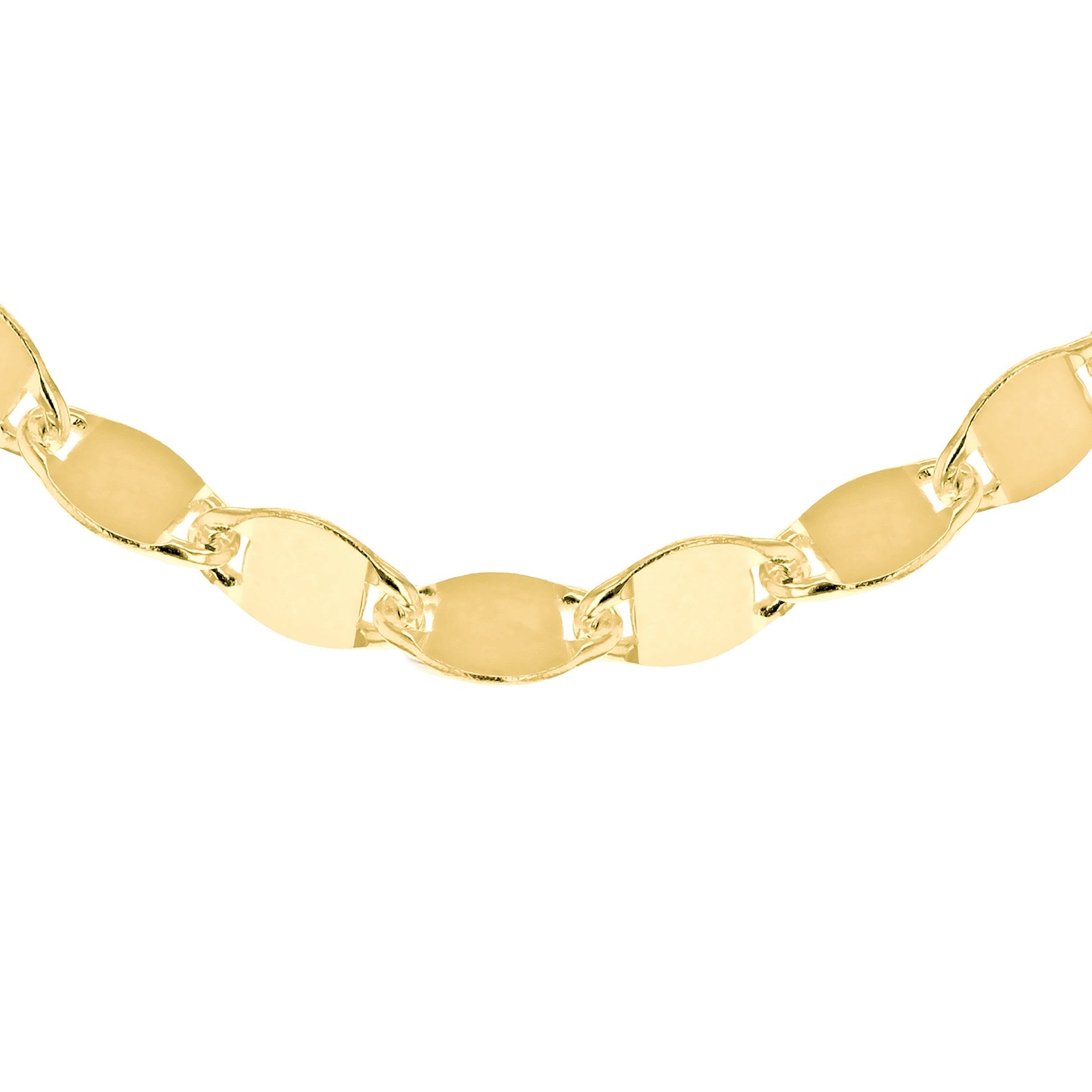 Sterling Silver Yellow Gold Plated Flat Mirror Gucci Link Necklace 18'