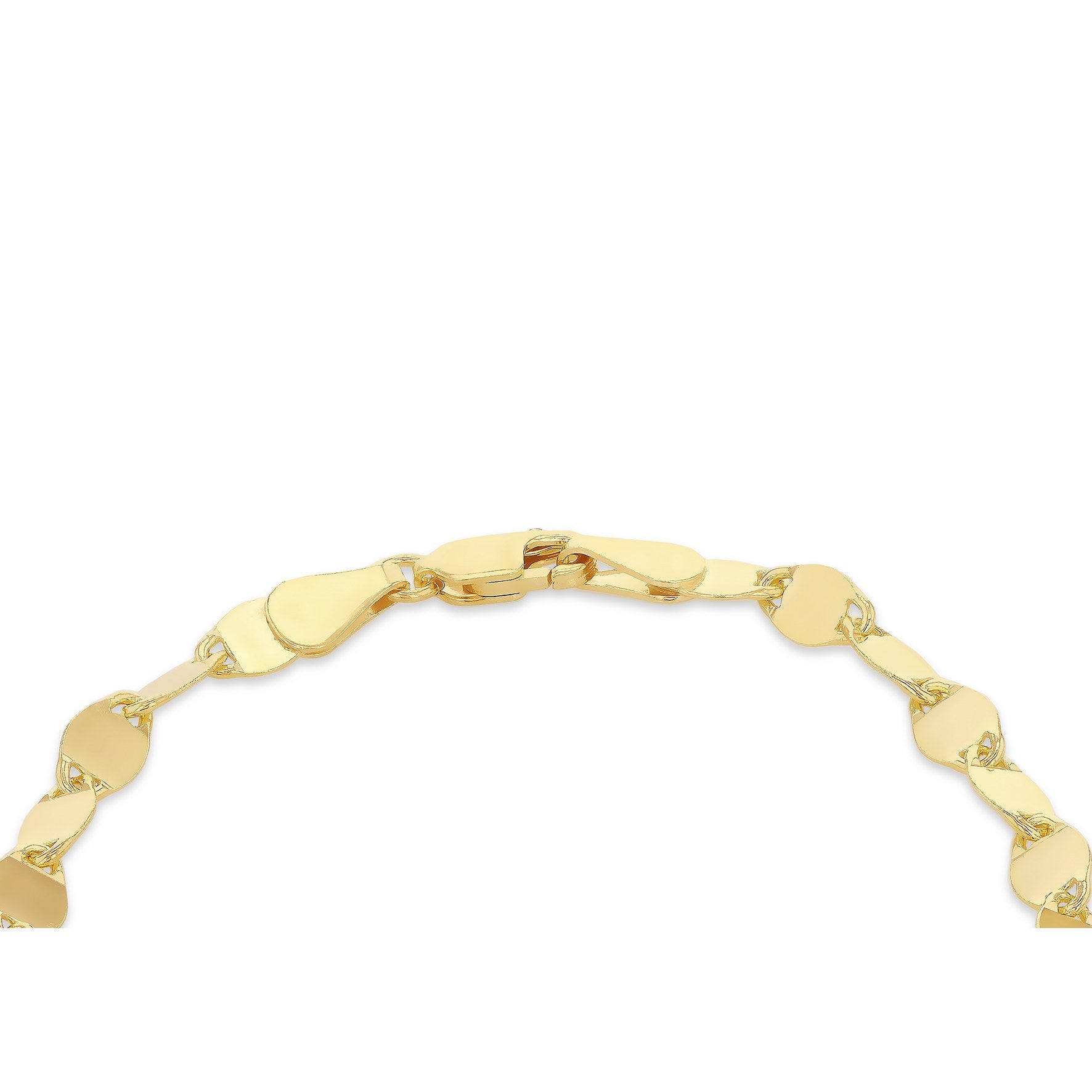 Sterling Silver Yellow Gold Plated Flat Mirror Gucci Link Bracelet 7'