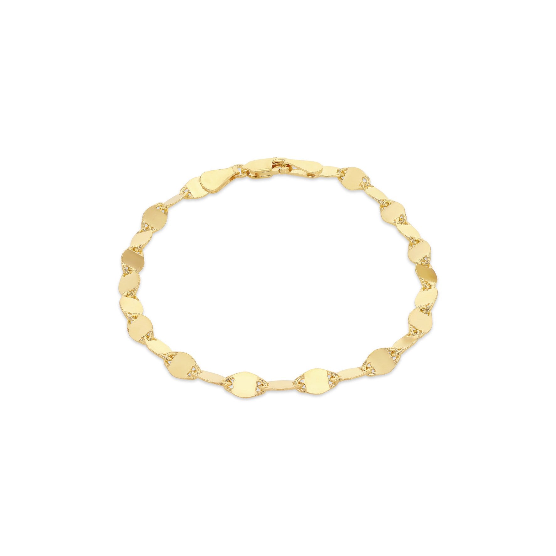 Sterling Silver Yellow Gold Plated Flat Mirror Gucci Link Bracelet 7'