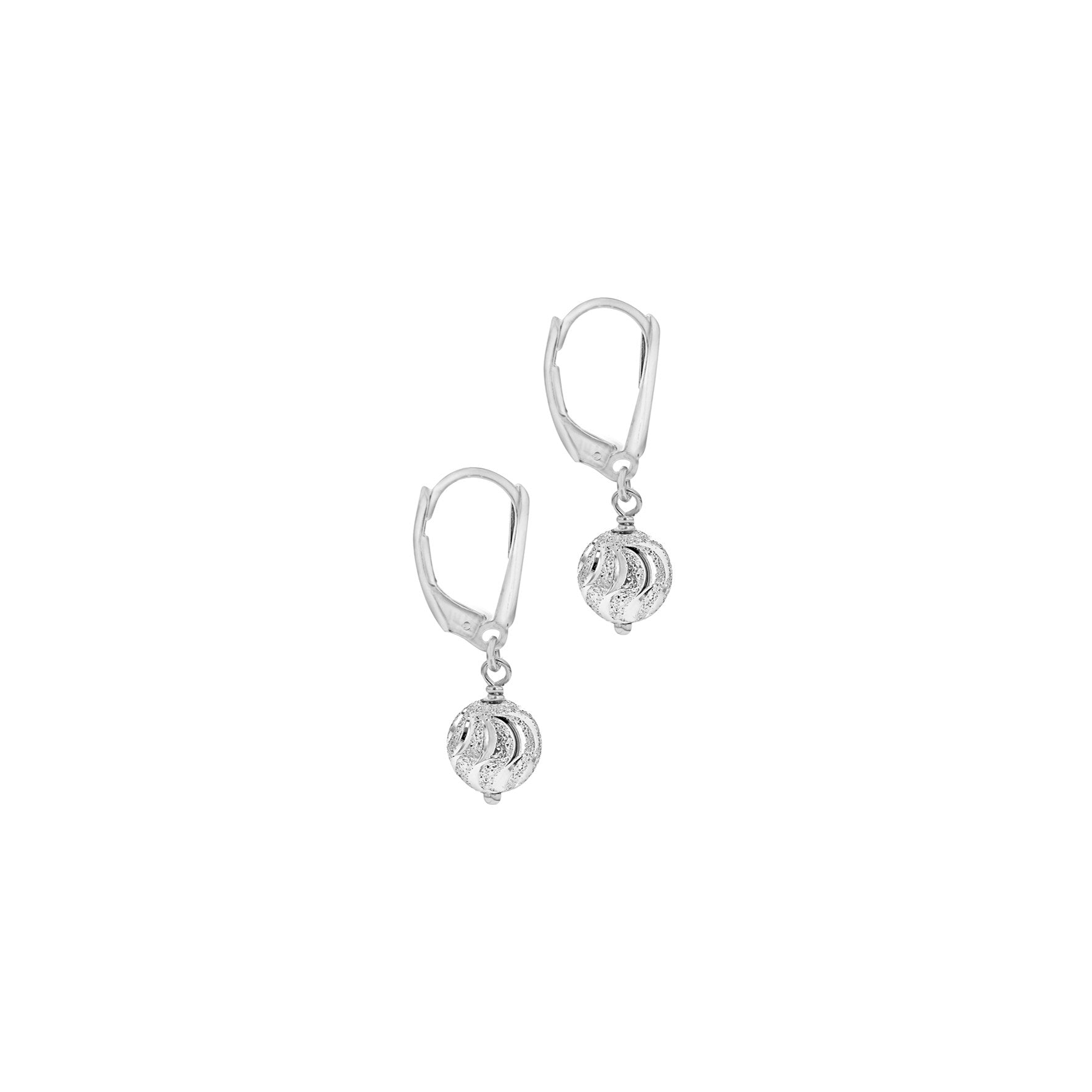 Sterling Silver Sparkle-Pattern Ball Drop Earrings