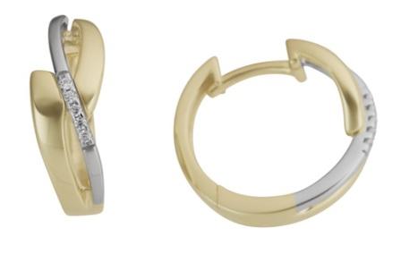 Elegant 9ct Two-Tone Gold Diamond Hinged Hoop Earrings