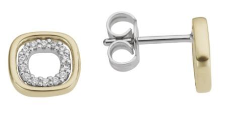 Cushion Diamond Stud Earrings in 9ct Two-Tone Gold