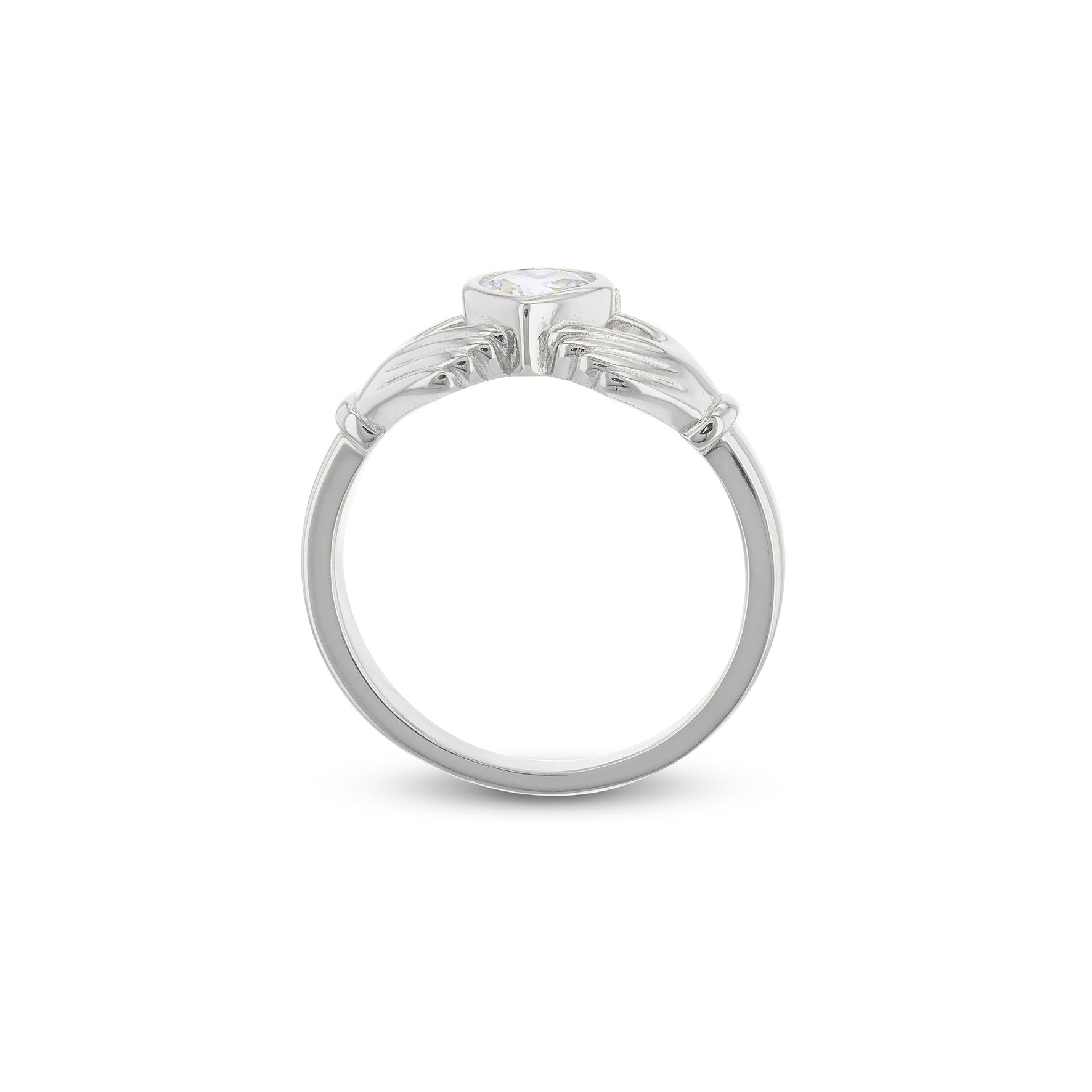 Sterling Silver Cubic Zirconia Heart Claddagh Ring