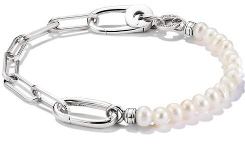 Thomas Sabo Sterling Silver Paperlink Charm Bracelet with Freshwater Cultured Pearls