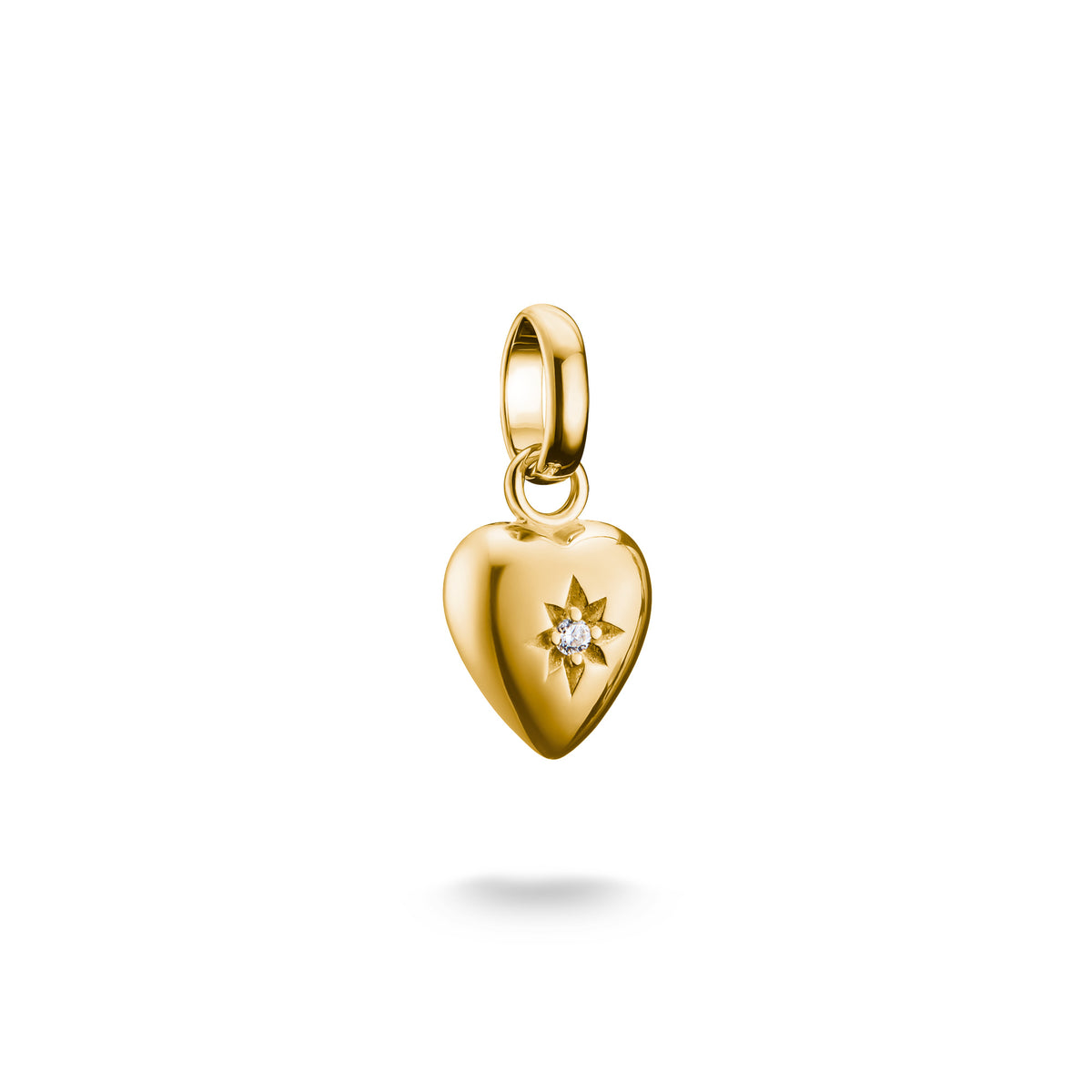 Thomas Sabo Sterling Silver Yellow Gold Plated Heart Charm With Engraved Star And CZ