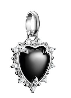 Thomas Sabo Sterling Silver Vintage Heart Charm with Black Cubic Zirconia