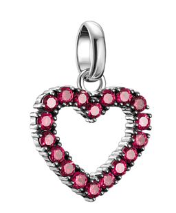 Thomas Sabo Sterling Silver Heart Charm with Lab-Grown Ruby