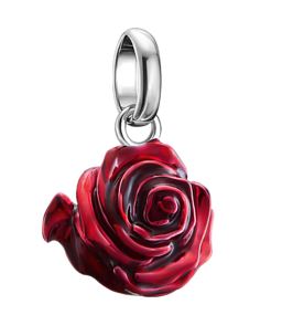 Thomas Sabo Sterling Silver Red Rose Blossom Charm