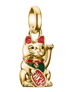 Thomas Sabo Sterling Silver Yellow Gold Plated Colourful Waving Cat Charm