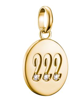 Thomas Sabo Sterling Silver Yellow Gold Plated Angel 222 Disc Charm with Cubic Zirconia