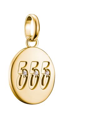Thomas Sabo Sterling Silver Yellow Gold Plated Angel 555 Disc Charm with Cubic Zirconia