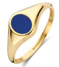 Blush 14ct Yellow Gold Oval Lapis Ring - 54