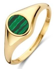 Blush 14ct Yellow Gold Oval Malachite Ring - 52