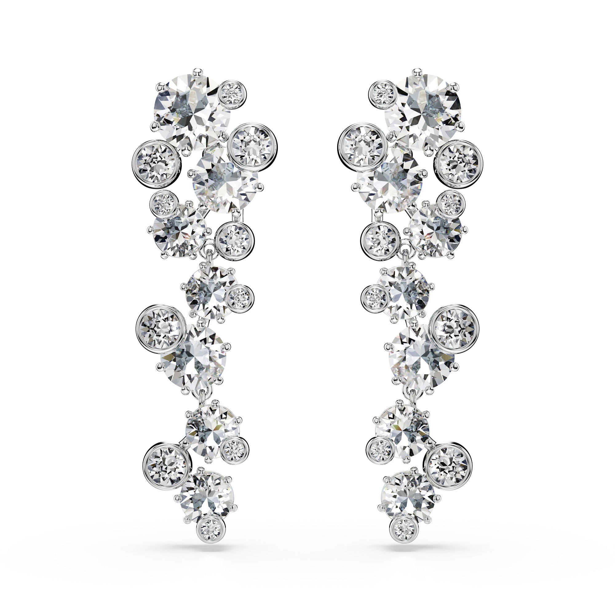 Swarovski Constella Drop Earrings - Rhodium Plated - White