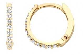 Blush 14ct Yellow Gold CZ Hoop Earrings 9.8mm