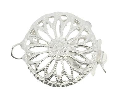 Elegant Sterling Silver Round Filigree Clasp, 12 mm Charm