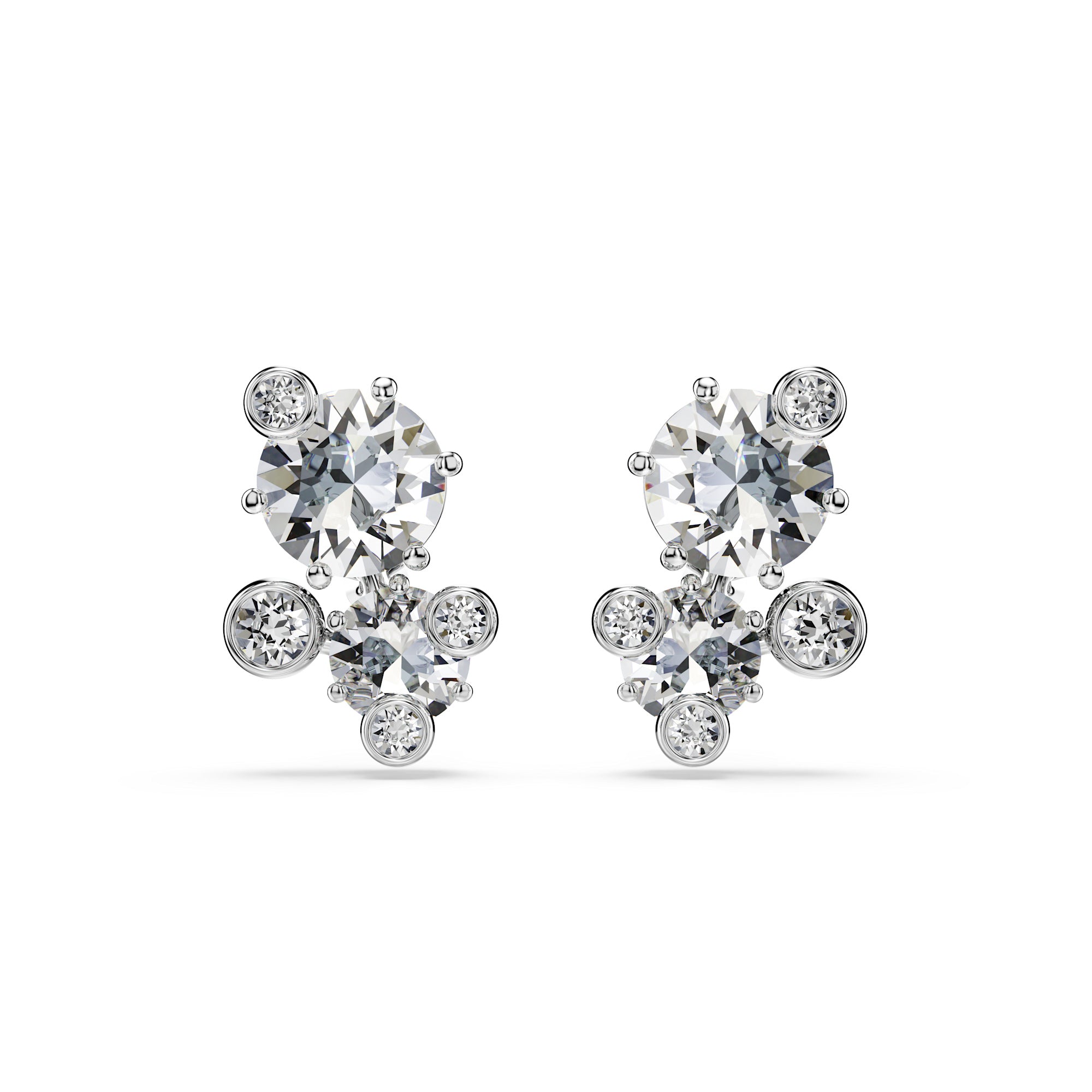 Swarovski Constella Stud Earrings - Rhodium Plated - White