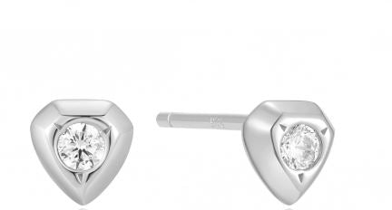 Ania Haie Silver Cubic Zirconia Shield Shape Stud Earrings