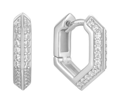 Ania Haie Silver Cubic Zirconia Shield Huggie Hoop Earrings