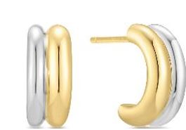 Ania Haie Silver And Yellow Gold Plated Half Hoop Stud Earrings