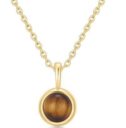 Ania Haie Silver and Yellow Gold Plated Tiger Eye Pendant 43-48cm