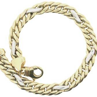 Vintage 18ct Yellow And White Gold Curb Link Bracelet 7.75'