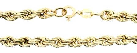 Vintage 9ct Yellow Gold Rope Link Bracelet 7.25'