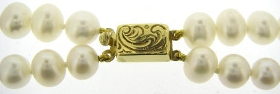 9ct Yellow Gold Fresh Water Pearl Double Row Necklet