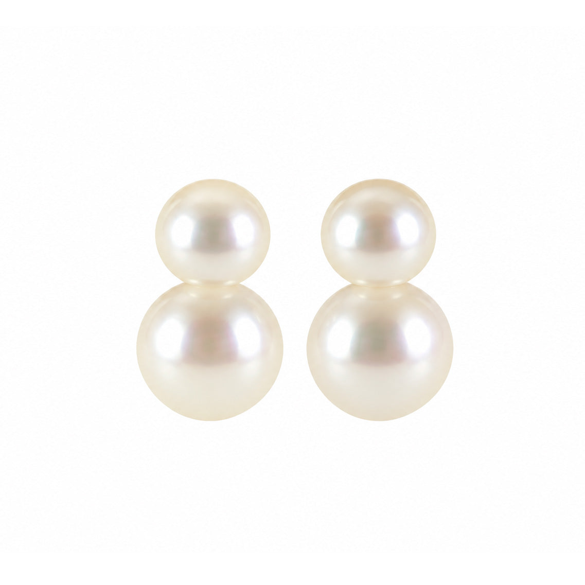 9ct Yellow Gold Double Freshwater Pearl Stud Earrings