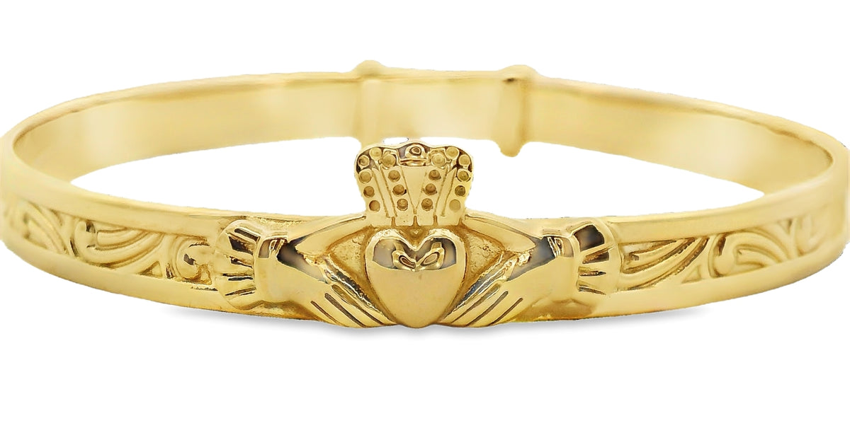 Yellow Gold Plated Claddagh Baby Bangle
