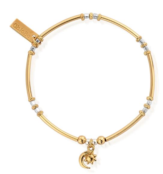 Silver and Yellow Gold Plated Moon and Sun Bracelet