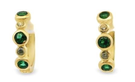 Elegant 9ct Yellow Gold Created Sapphire & CZ Hoop Earrings